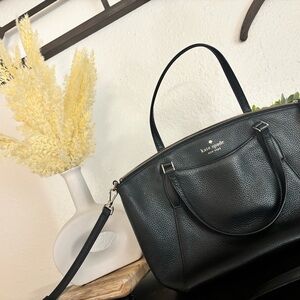 kate spade Black Pebbled Leather Satchel Tote